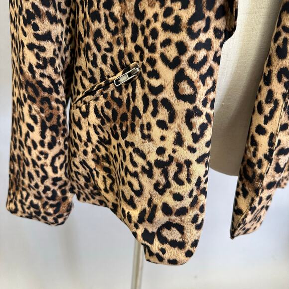 Daniel Rainn leopard open front blazer size large lightweight silky jersey - Picture 4 of 14
